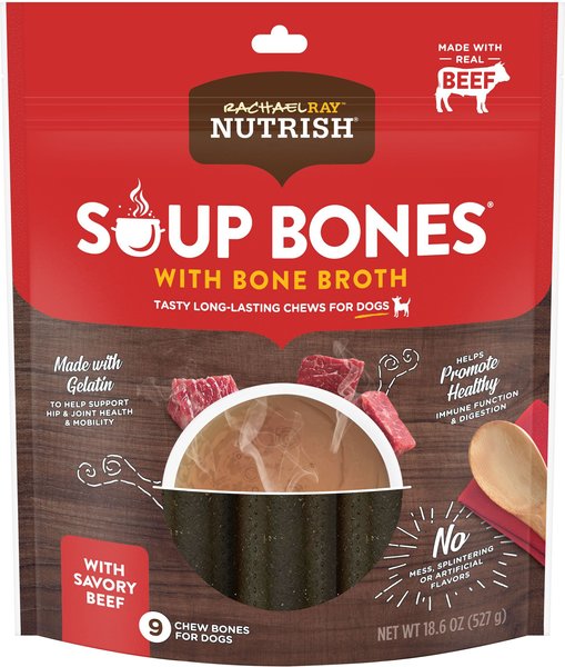 Rachael Ray Nutrish Soup Bones with Bone Broth Savory Beef Dog Treats, 9 count slide 1 of 8