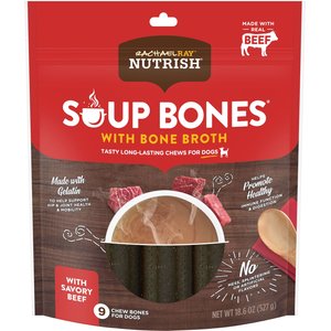 Rachael Ray Nutrish Soup Bones with Bone Broth Savory Beef Dog Treats, 9 count