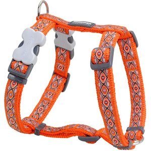 Red Dingo Designer Snake Eyes Nylon Back Clip Dog Harness, Orange, Large: 22 to 31.5-in chest