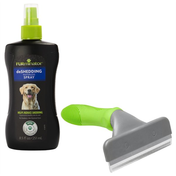 FURminator DeShedding Spray for Dogs + Frisco Medium to Long Hair Deshedding Dog & Cat Brush slide 1 of 8