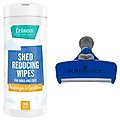 FURminator Long Hair Dog Deshedding Tool + Frisco Shed Reducing Grooming Wipes for Dogs & Cats