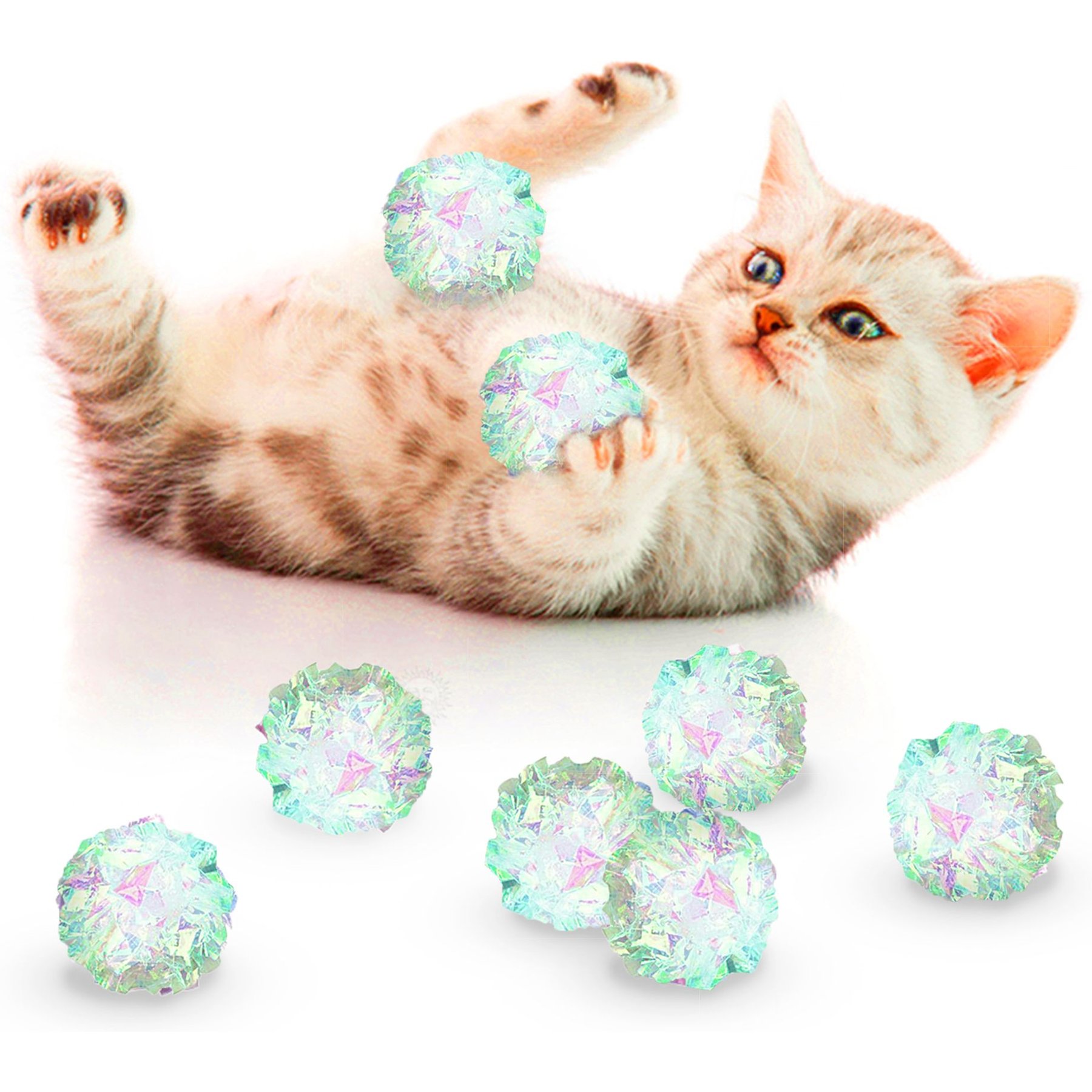 TURBO Glitter Pom Pom Ball Cat Toy, 4 count 