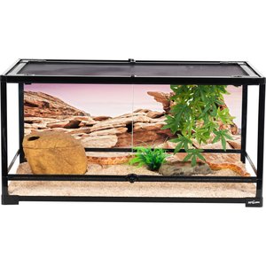 REPTI ZOO Front Double Hinge Door with PVC Background Reptile Glass Terrarium Tank, 40-gal, Black