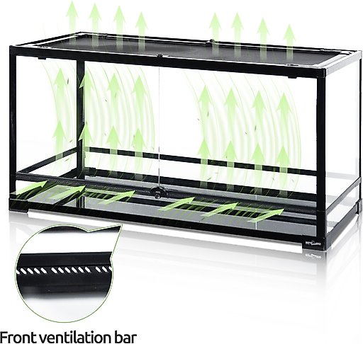 REPTI ZOO Front Double Hinge Door with PVC Background Reptile Glass Terrarium Tank, 50-gal, Black