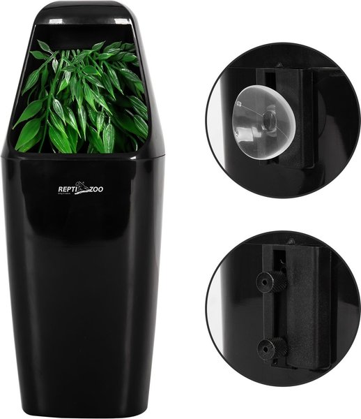REPTI ZOO Automatic Drinking Fountain Reptile Water Dispenser for Chameleon, Black slide 1 of 7