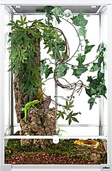OiiBO 2-in-1 Glass Screen & Mesh Ventilation Double Hinge Door Reptile Terrarium, Large, 55-gal, White