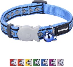 Red Dingo Nylon Reflective Breakaway Cat Collar with Bell, Medium Blue, 8 to 12.5-in neck, 1/2-in wide