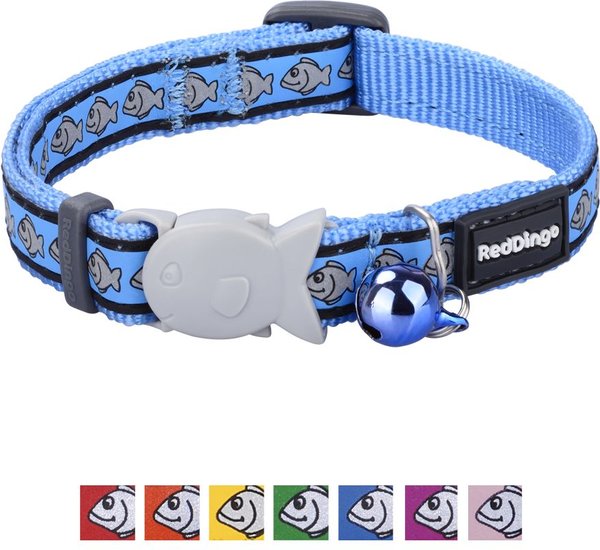 Red Dingo Nylon Reflective Breakaway Cat Collar with Bell, Medium Blue, 8 to 12.5-in neck, 1/2-in wide slide 1 of 5