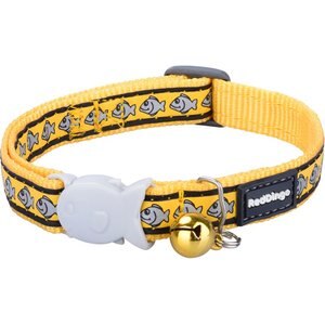Red Dingo Nylon Reflective Breakaway Cat Collar with Bell, Yellow, 8 to 12.5-in neck, 1/2-in wide