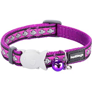 Red Dingo Nylon Reflective Breakaway Cat Collar with Bell, Purple, 8 to 12.5-in neck, 1/2-in wide
