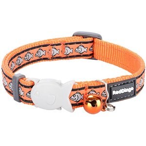 Red Dingo Nylon Reflective Breakaway Cat Collar with Bell, Orange, 8 to 12.5-in neck, 1/2-in wide