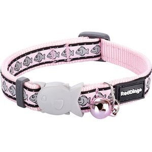 Red Dingo Nylon Reflective Breakaway Cat Collar with Bell, Pink, 8 to 12.5-in neck, 1/2-in wide