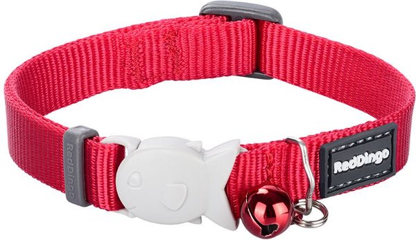 RED DINGO Classic Nylon Breakaway Cat Collar with Bell, Red, 8 to