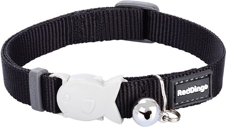 RED DINGO Classic Nylon Breakaway Cat Collar with Bell, Black, 8 to 12.