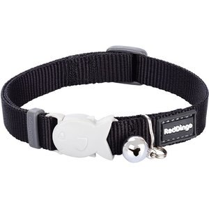 Red Dingo Classic Nylon Breakaway Cat Collar with Bell, Black, 8 to 12.5-in neck, 1/2-in wide