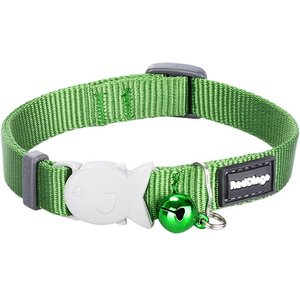 Red Dingo Classic Nylon Breakaway Cat Collar with Bell, Green, 8 to 12.5-in neck, 1/2-in wide