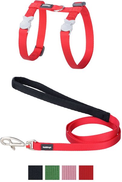 Red Dingo Classic Nylon Cat Harness & Leash, Red, 10.6 to 18.9-in chest slide 1 of 9