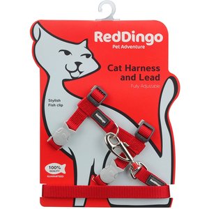 Red Dingo Classic Nylon Cat Harness & Leash, Red, 10.6 to 18.9-in chest