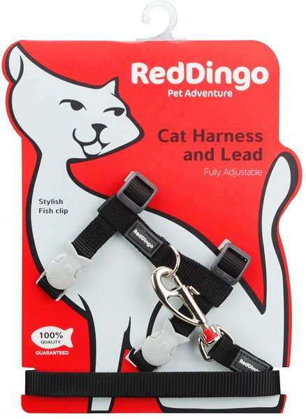 Red Dingo Classic Nylon Cat Harness & Leash, Black, 10.6 to 18.9-in chest slide 1 of 4