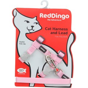 Red Dingo Classic Nylon Cat Harness & Leash, Pink, 10.6 to 18.9-in chest