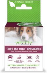 Vetality Stop the Runs Anti Diarrhea Supplements for Dogs, 6 count