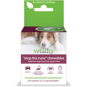 Vetality Stop the Runs Anti Diarrhea Supplements for Dogs, 6 count