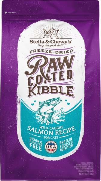 Stella & Chewy's Wild Caught Salmon Flavored Raw Coated Dry Cat Food, 10-lb bag slide 1 of 6