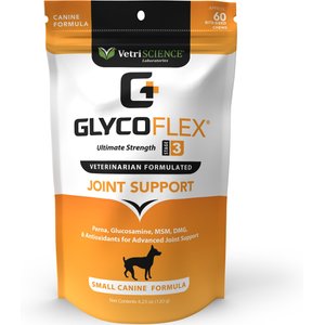 VetriScience GlycoFlex 3 Chicken Liver Flavored Soft Chews Joint Supplement for Dogs, 60 count