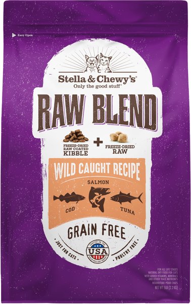 Stella & Chewy's Raw Blend Wild Caught Recipe Dry Cat Food, 5-lb bag slide 1 of 5