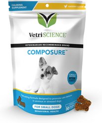 VetriScience Composure Chicken Liver Flavored Soft Chews Calming Supplement for Small Dogs, 30 count