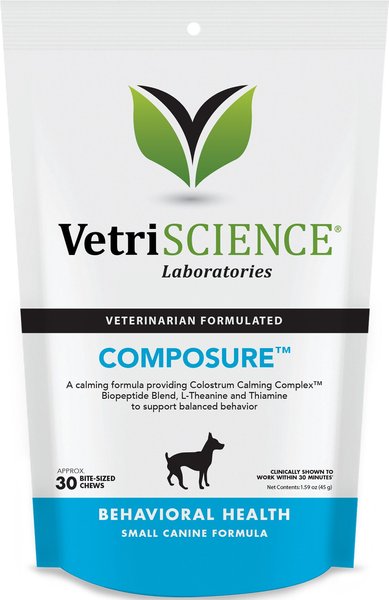 VetriScience Composure Chicken Liver Flavored Soft Chews Calming Supplement for Small Dogs, 30 count slide 1 of 6