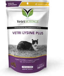 VetriScience Vetri-Lysine Plus Chicken Liver Flavored Soft Chews Immune Supplement for Cats, 120 count slide 1 of 6