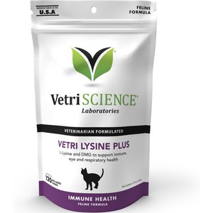 VetriScience Vetri-Lysine Plus Chicken Liver Flavored Soft Chews Immune Supplement for Cats, 120 count