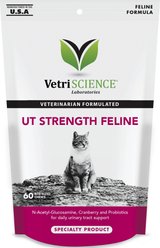 VetriScience UT Strength Feline Chicken Liver Flavored Soft Chews Urinary Supplement for Cats, 60 count