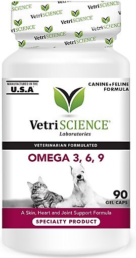 VetriScience Omega 3, 6, 9 Softgels Supplement for Cats & Dogs, 90 count