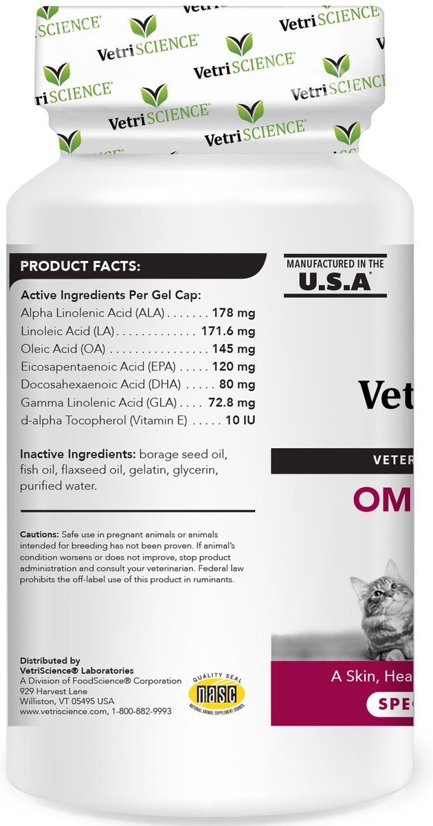 VetriScience Omega 3 6 9 Softgels Supplement for Cats Dogs