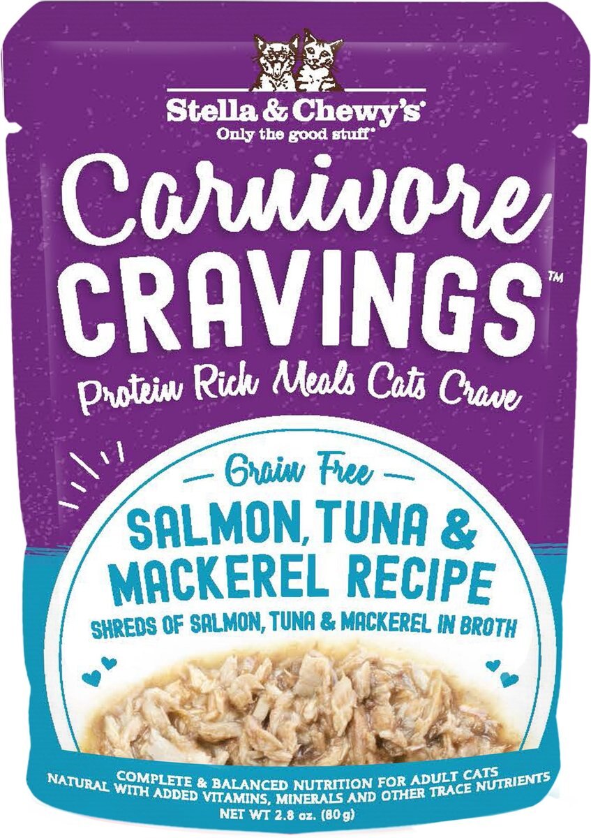 Stella & Chewy's Carnivore Cravings Salmon, Tuna & Mackerel Flavored Shredded Wet Cat Food