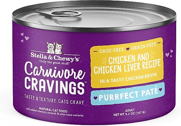 Stella & Chewy's Purrfect Pate Chicken & Chicken Liver Flavored Pate Wet Cat Food, 5.2-oz can, case of 24 slide 1 of 8