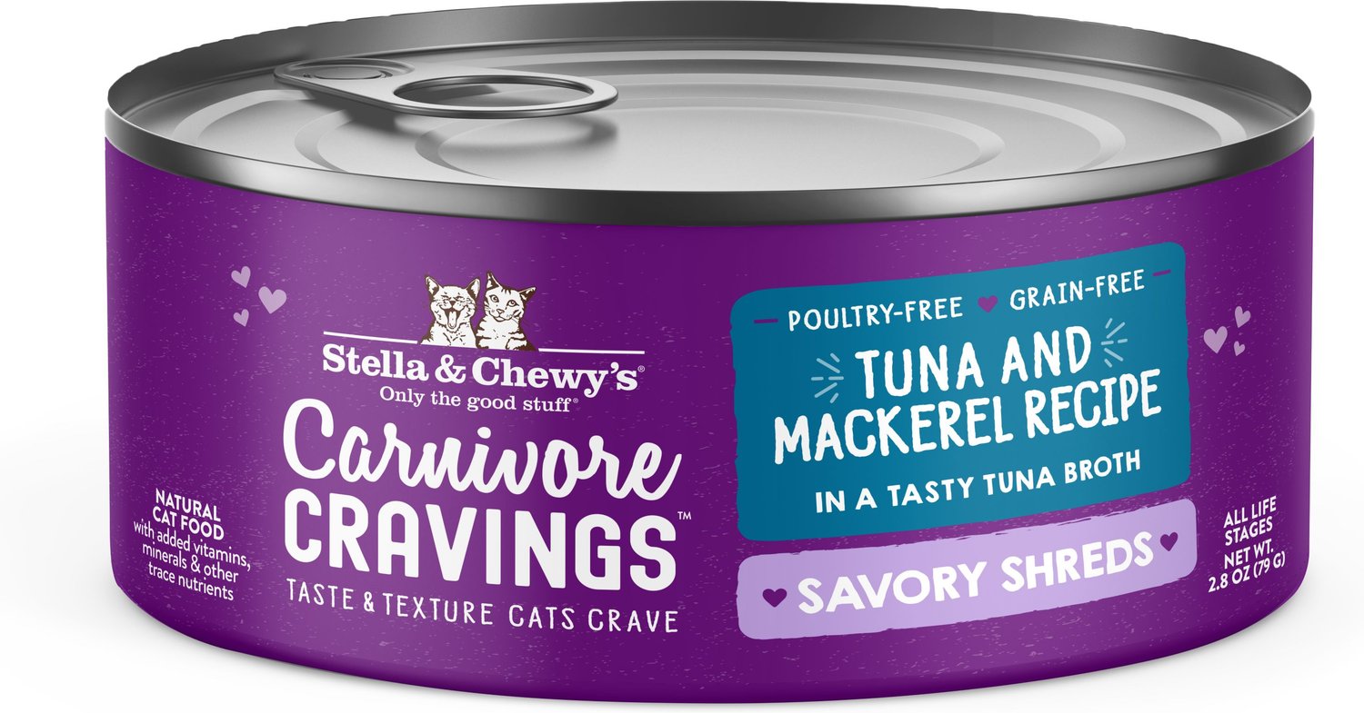 Stella & Chewy's Savory Shreds Tuna & Mackerel Flavored Shredded Wet Cat Food