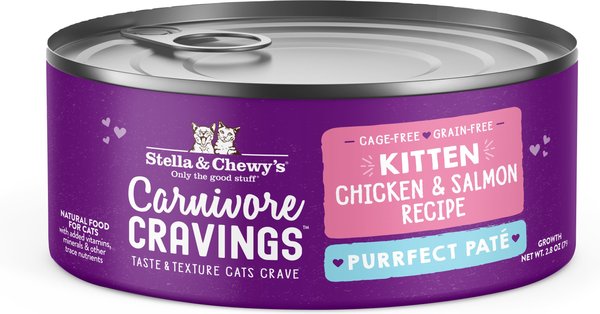 Stella & Chewy's Chicken & Salmon Flavored Pate Kitten Wet Cat Food, 2.8-oz can, case of 24 slide 1 of 8