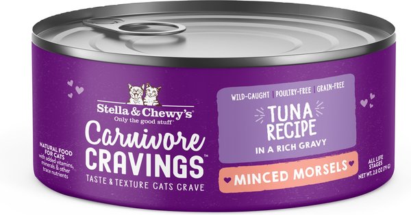 Stella & Chewy's Stella & Chewy's Carnivore Cravings Wild-Caught Tuna Flavored Minced Wet Cat Food, 2.8-oz can, case of 24 slide 1 of 7