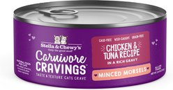 Stella & Chewy's Stella & Chewy's Carnivore Cravings Cage-Free Chicken & Wild-Caught Tuna Flavored Minced Wet Cat Food, 2.8-oz can, case of 24
