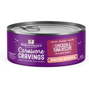 Stella & Chewy's Stella & Chewy's Carnivore Cravings Cage-Free Chicken & Wild-Caught Tuna Flavored Minced Wet Cat Food, 2.8-oz can, case of 24