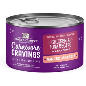 Stella & Chewy's Stella & Chewy's Carnivore Cravings Cage-Free Chicken & Wild-Caught Tuna Flavored Minced Wet Cat Food, 5.2-oz can, case of 24