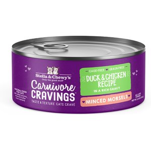 Stella & Chewy's Stella & Chewy's Carnivore Cravings Cage-Free Duck & Chicken Flavored Minced Wet Cat Food, 2.8-oz can, case of 24