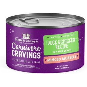 Stella & Chewy's Stella & Chewy's Carnivore Cravings Cage-Free Duck & Chicken Flavored Minced Wet Cat Food, 5.2-oz can, case of 24