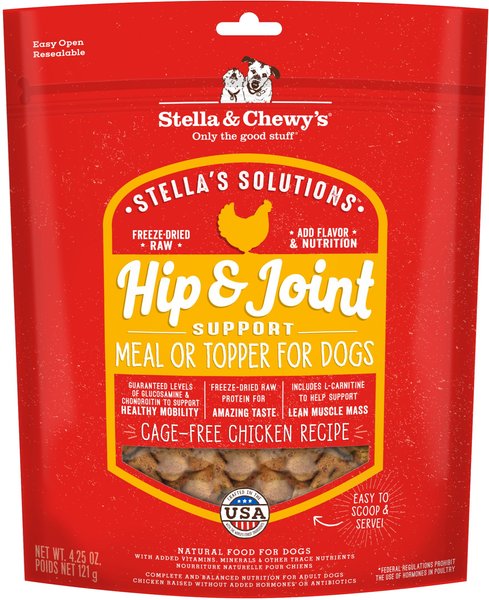 Stella & Chewy's Stella's Solutions Hip & Joint Boost Freeze-Dried Raw Cage-Free Chicken Dinner Morsels Dog Food, 4.25-oz bag slide 1 of 3