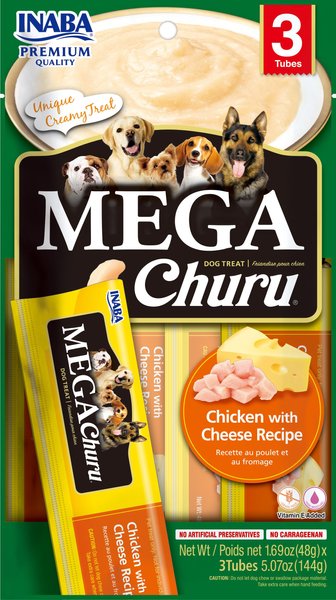 Inaba Dog Mega Churu Chicken & Cheese Flavored Grain-Free Lickable Dog Treats, 1.69-oz, 3 count slide 1 of 2