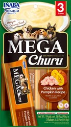 Inaba Dog Mega Churu Chicken & Pumpkin Flavored Grain-Free Lickable Dog Treats, 1.69-oz, 3 count