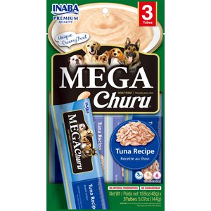 Inaba Dog Mega Churu Chicken & Tuna Flavored Grain-Free Lickable Dog Treats, 1.69-oz, 3 count